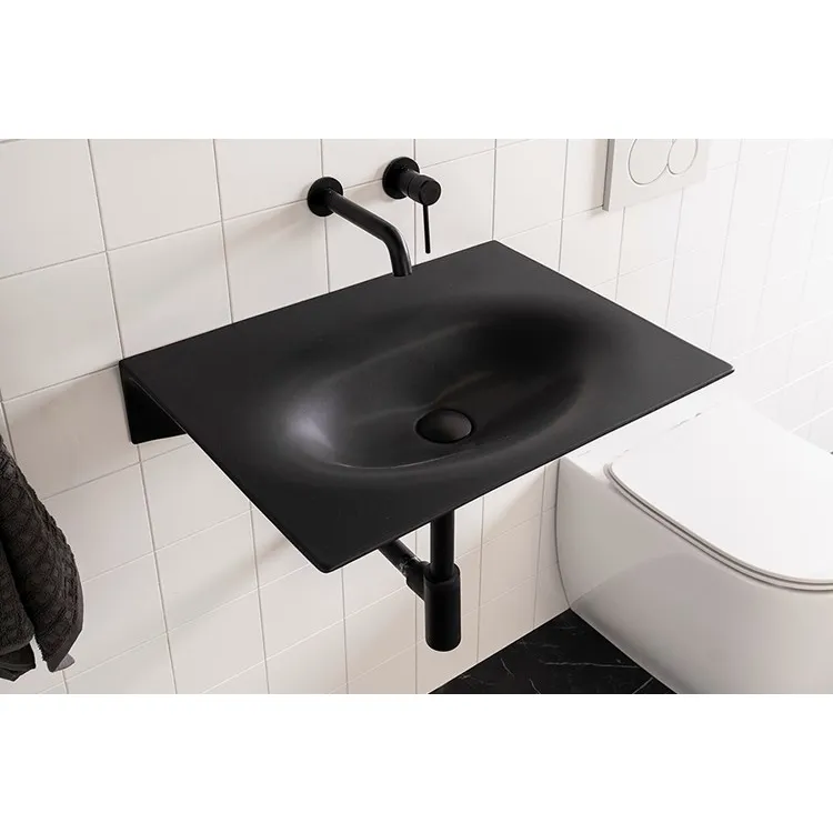 Veil Matte Black Wall Hung Basin thumbnail 2