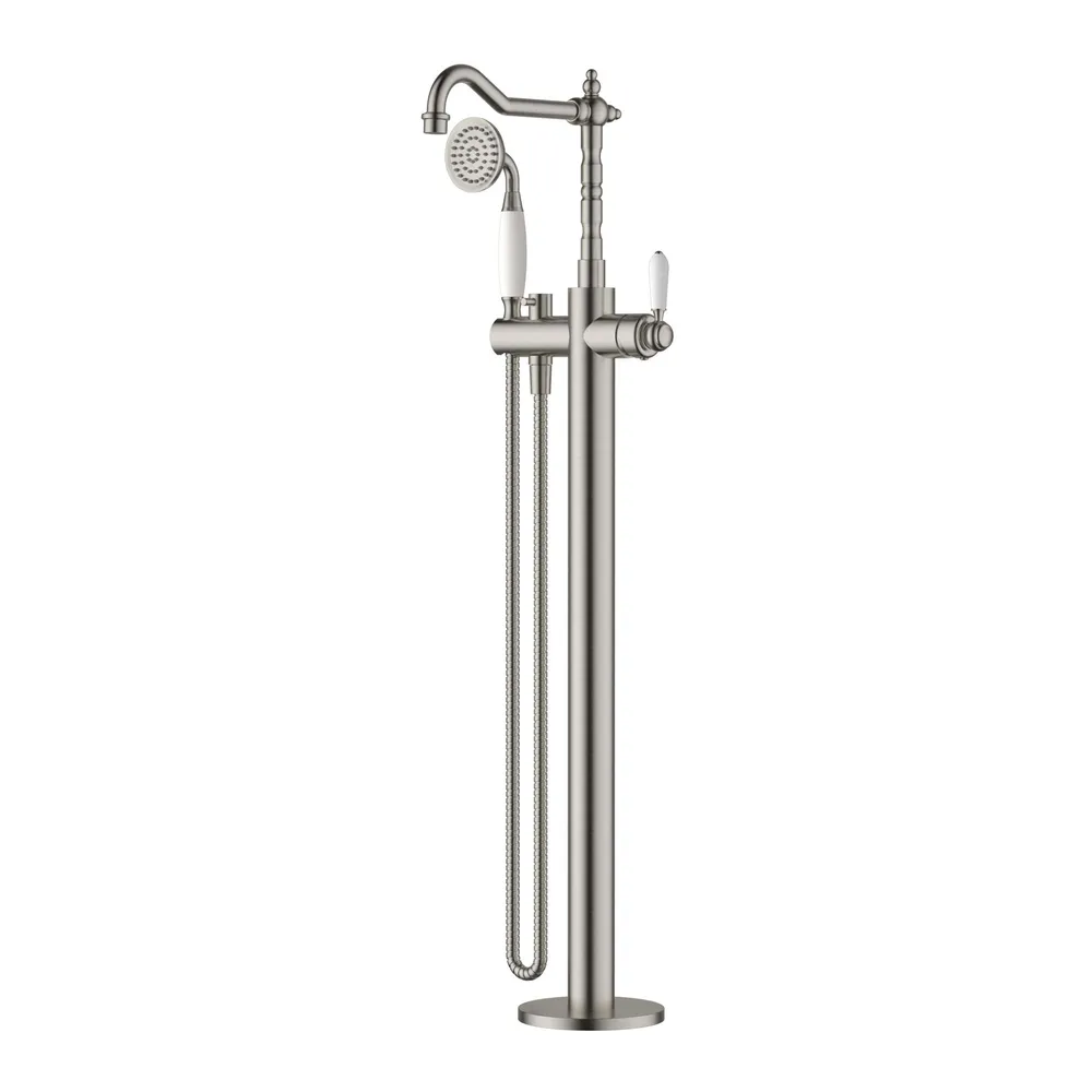 Bordeaux Freestanding Bath Mixer
With Hand Shower PVD
Brushed Nickel