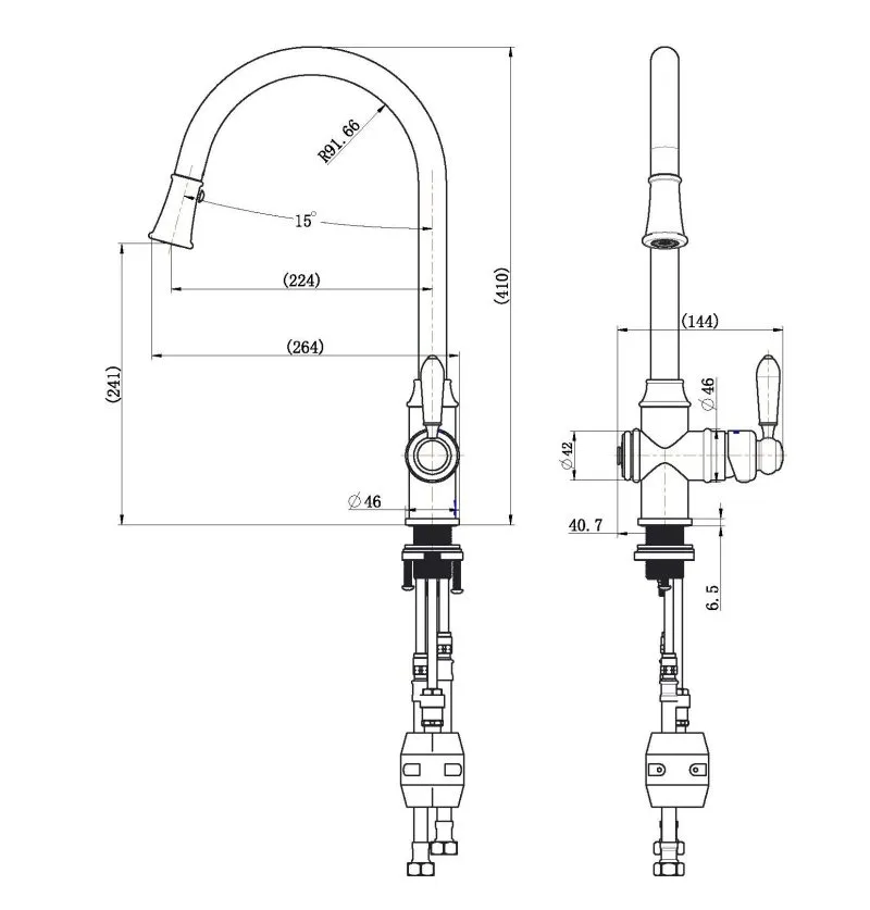 Bordeaux Pull-Out Kitchen Mixer Brushed Nickel thumbnail 2