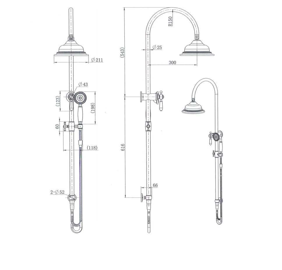 Bordeaux Shower Column Set Electroplated
Matt Black thumbnail 2