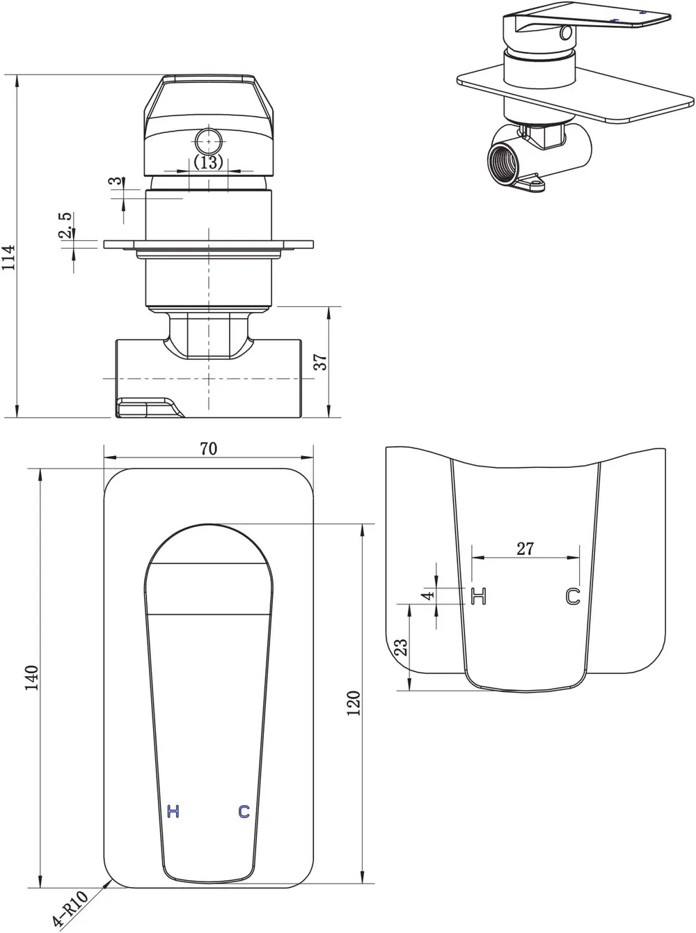 Cascade Shower Mixer Electroplated Chrome thumbnail 2