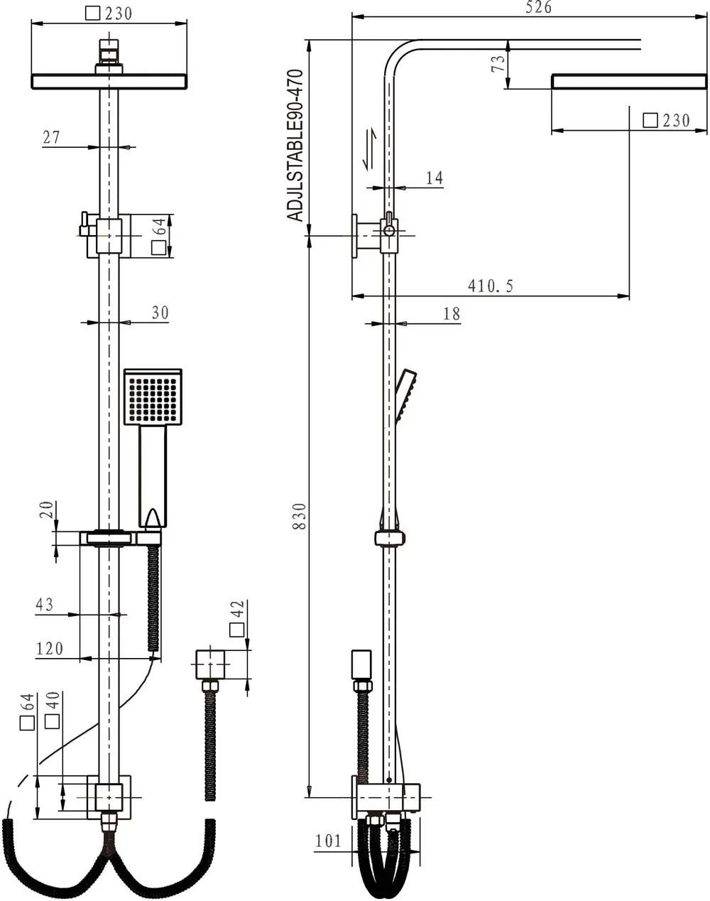 Chao Shower Column Set
Elbow Inlet
230Mm Brass Shower Head Electroplated Chrome thumbnail 2