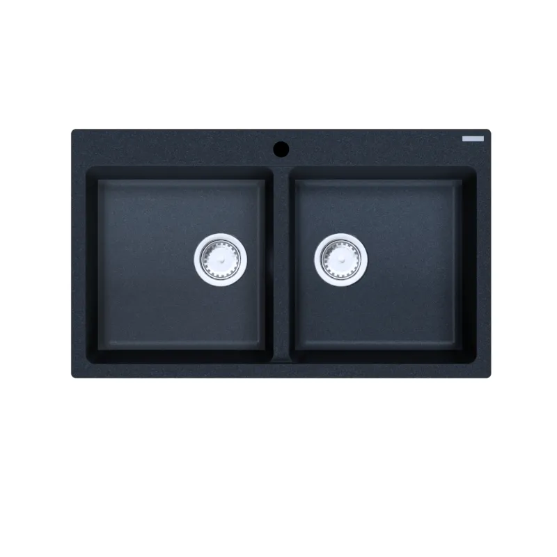 Cremona Double Bowl Granite Sink – 26.5L+26.5L Black Graphite