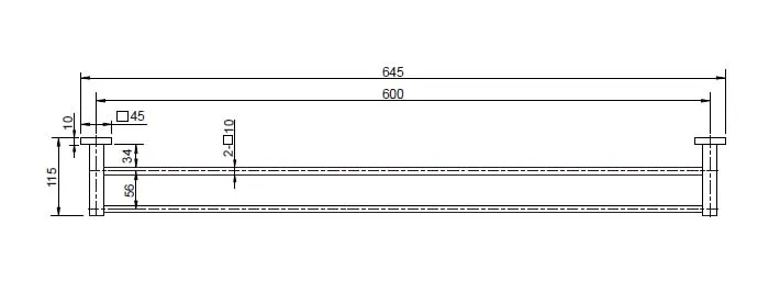 Double Towel Rail 600Mm Electroplated Chrome thumbnail 2