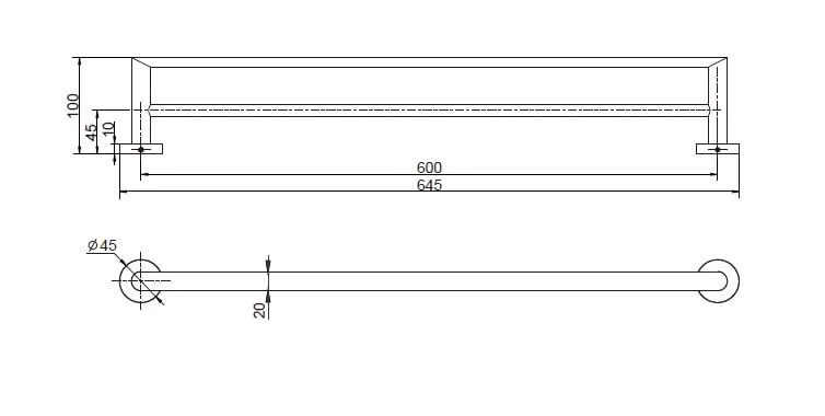 Double Towel Rail 600Mm Electroplated Chrome thumbnail 2