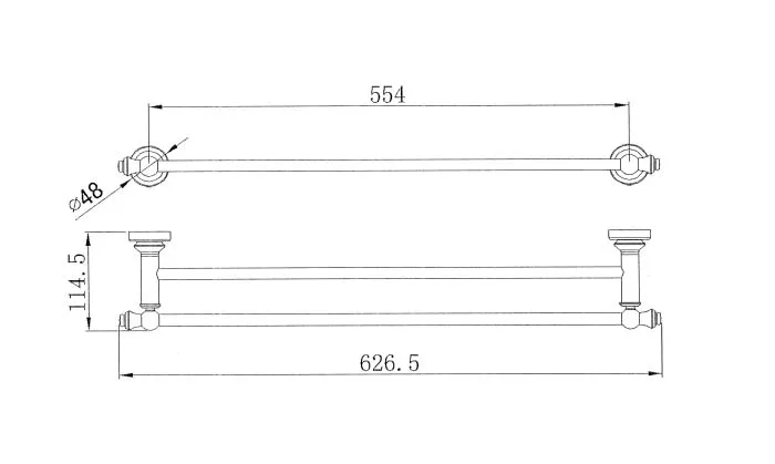 Double Towel Rail 600Mm Electroplated Chrome thumbnail 2