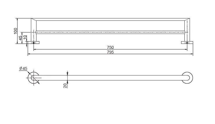 Double Towel Rail 750Mm Electroplated Chrome thumbnail 2