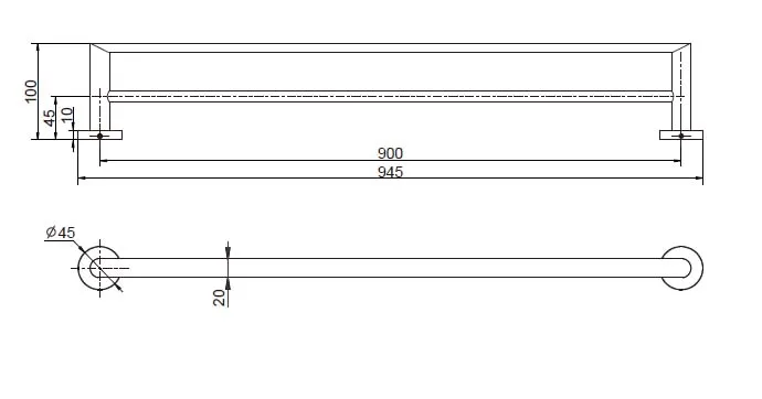 Double Towel Rail 900Mm Electroplated Chrome thumbnail 2