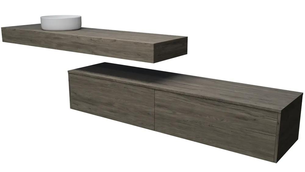 Milan Wall Hung Cabinet + Floating Top thumbnail 3