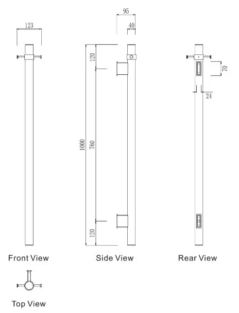 Mirage Vertical Heated Towel Rail
1000Mm X 120Mm
With 12V Transformer Champagne thumbnail 2