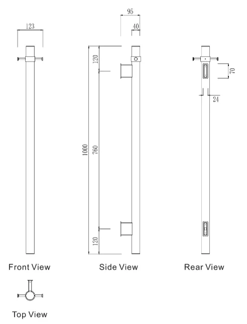 Mirage Vertical Heated Towel Rail Dusk thumbnail 2
