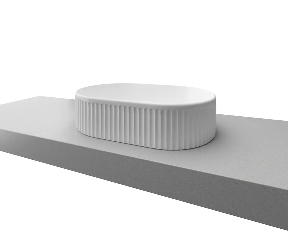 Oval Flute Basin White Gloss thumbnail 3
