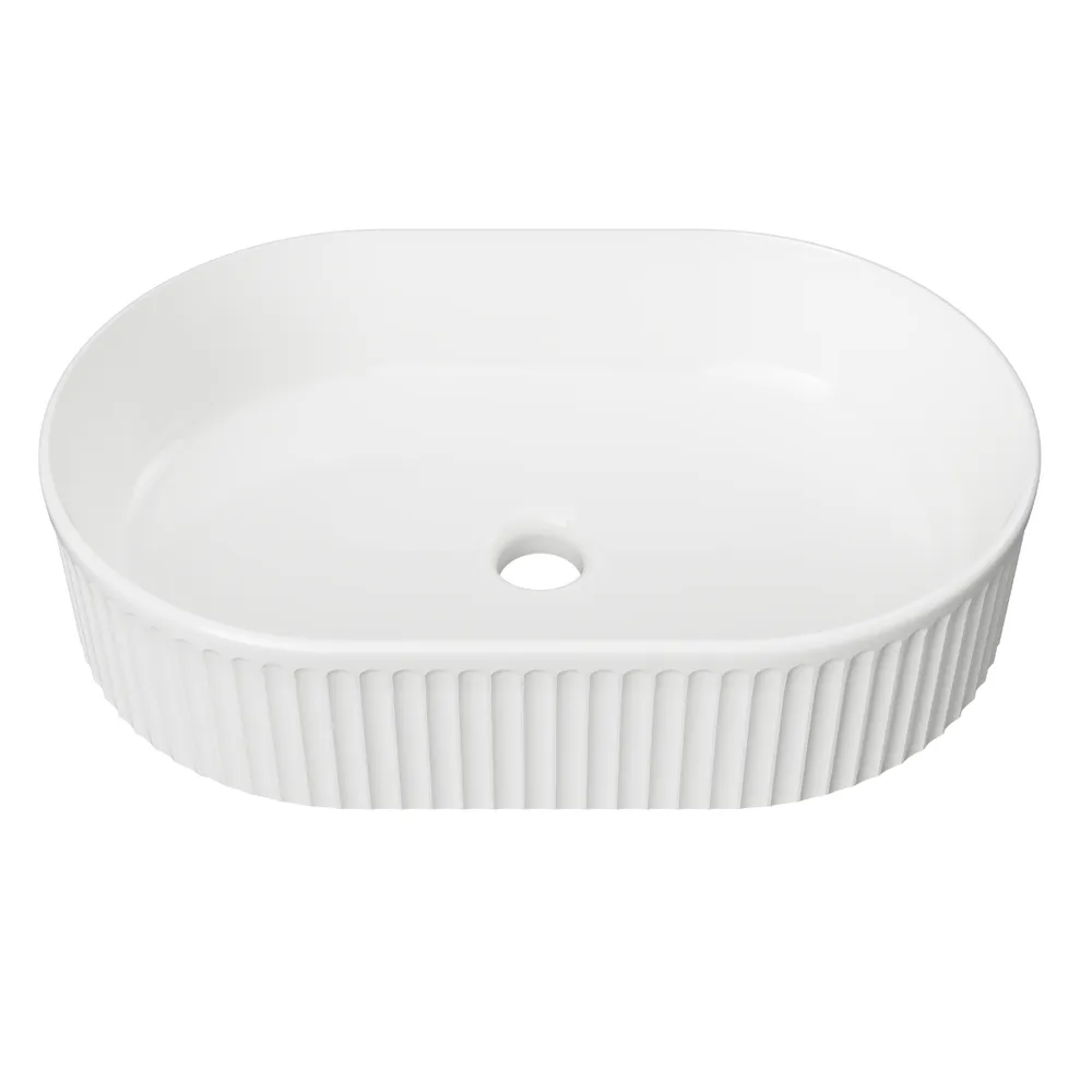 Oval Flute Basin White Gloss