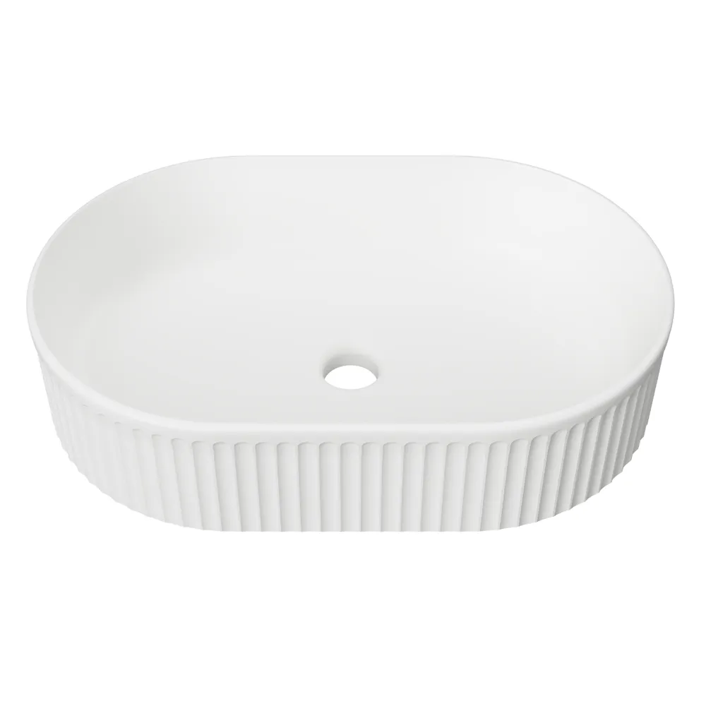 Oval Flute Basin White Matt