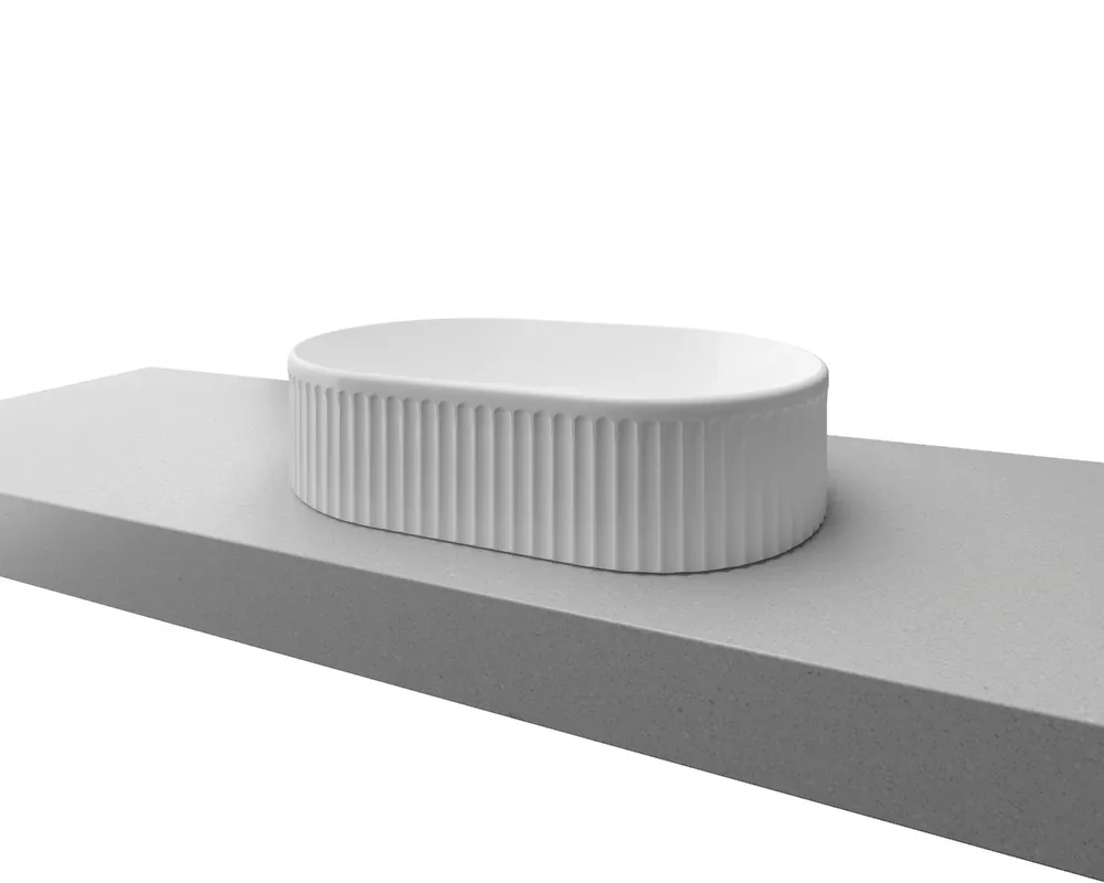 Oval Flute Basin White Matt thumbnail 3