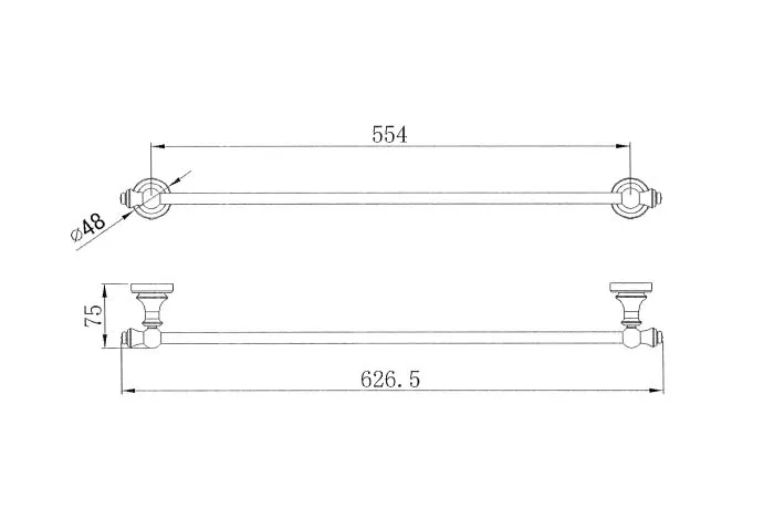 Single Towel Rail 600Mm Electroplated Chrome thumbnail 2