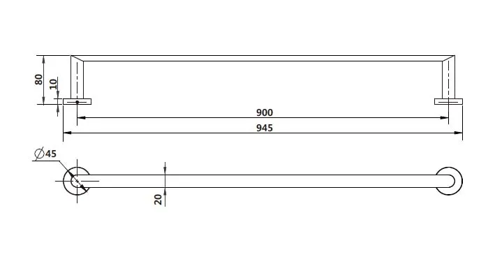 Single Towel Rail 900Mm Electroplated Chrome thumbnail 2