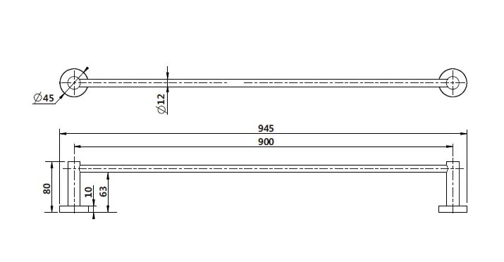 Single Towel Rail 900Mm Electroplated
Matt Black thumbnail 2