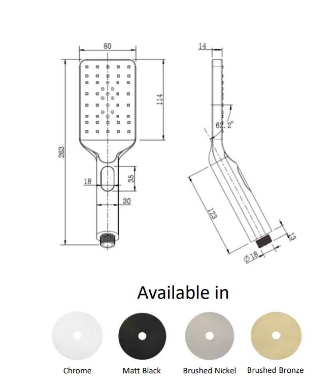 Square Hand Shower PVD Brushed Bronze thumbnail 2