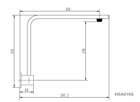 Square High Rise Shower Arm
350Mm Electroplated Chrome thumbnail 2