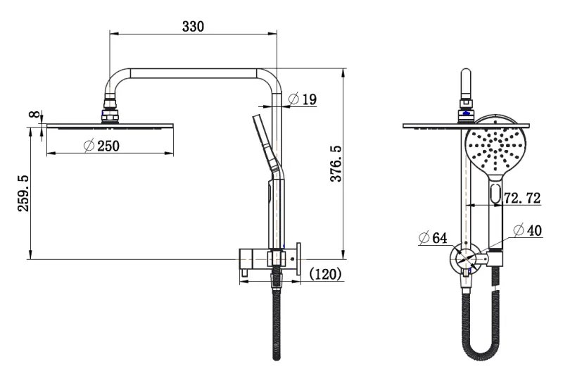 Star Compact Half Shower Column Set Dusk thumbnail 3