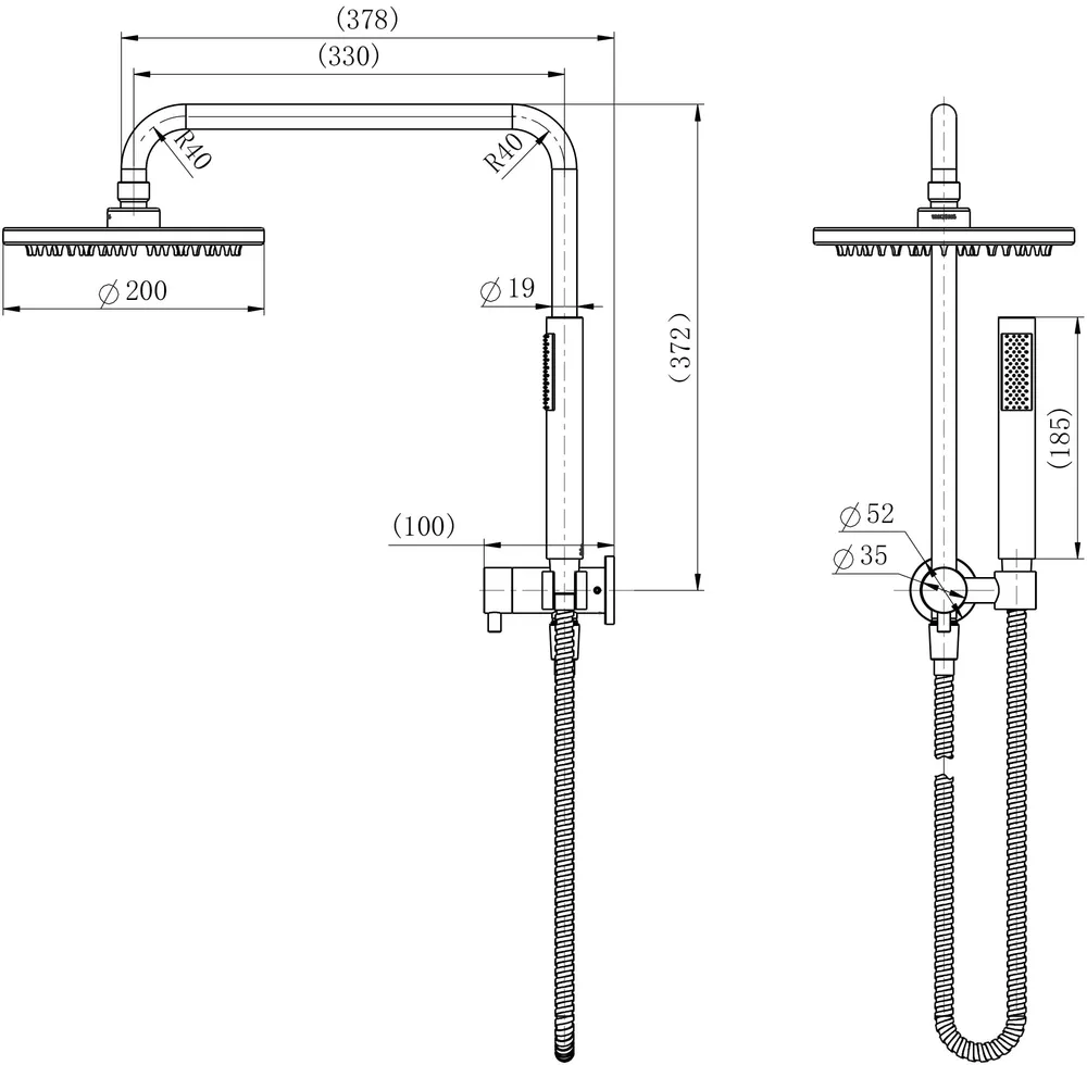 Star Mini Half Shower Column Set
Top Inlet
200Mm Brass Shower Head Electroplated
Gunmetal thumbnail 2