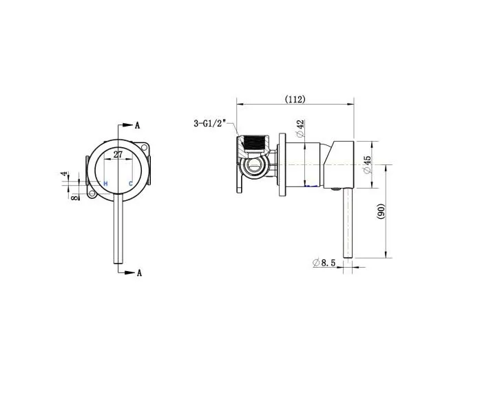 Star Mini Shower Mixer 60Mm Electroplated
Brushed Chrome thumbnail 2