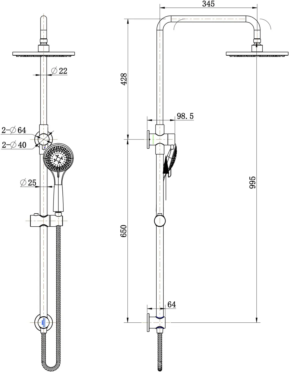 Star Shower Column Set
Top Inlet
200Mm Brass Shower Head Electroplated
Matt Black thumbnail 2