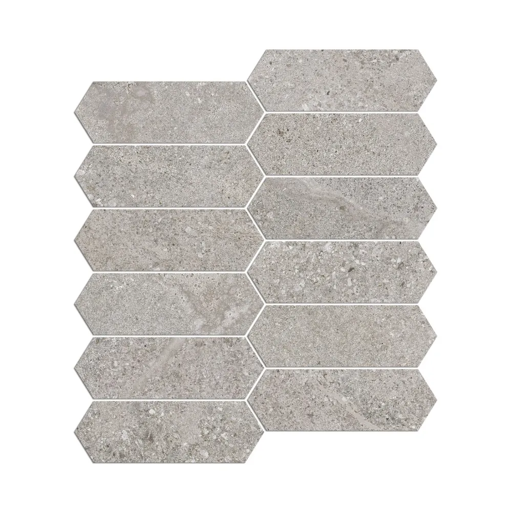 Blues Grey Stretched Hexagon Mosaic Chip SIze 48x148mm Sheet Size 272x298mm