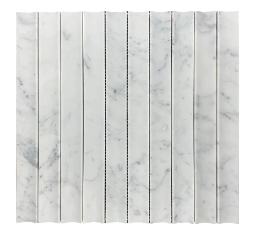 Concave Carrara Honed Chip Size 30x300x12mm Sheet Size 300x314mm