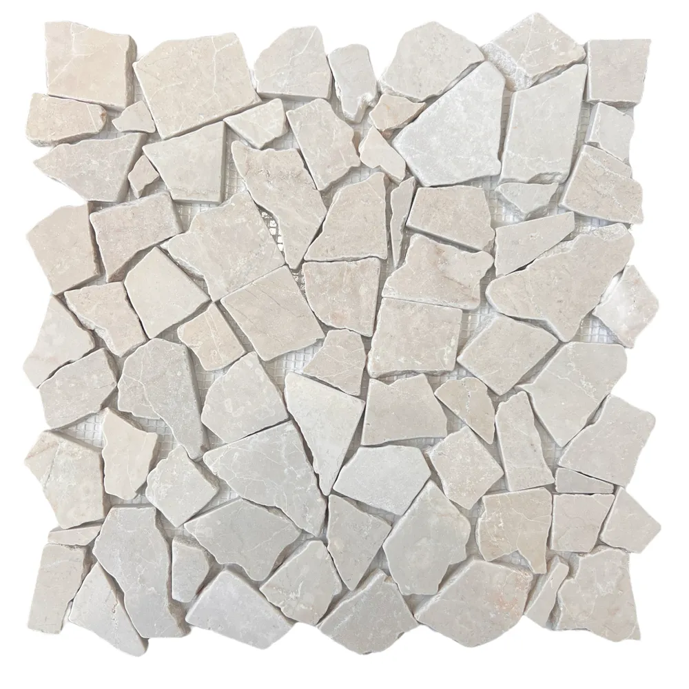 Crazy Botticino Tumbled Chip Size 60x30mm Sheet Size 305x305x10mm