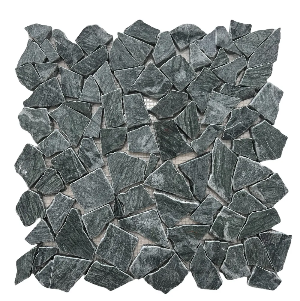 Crazy Verde Tumbled Chip Size 60x30 mm Sheet Size 300x300x10mm