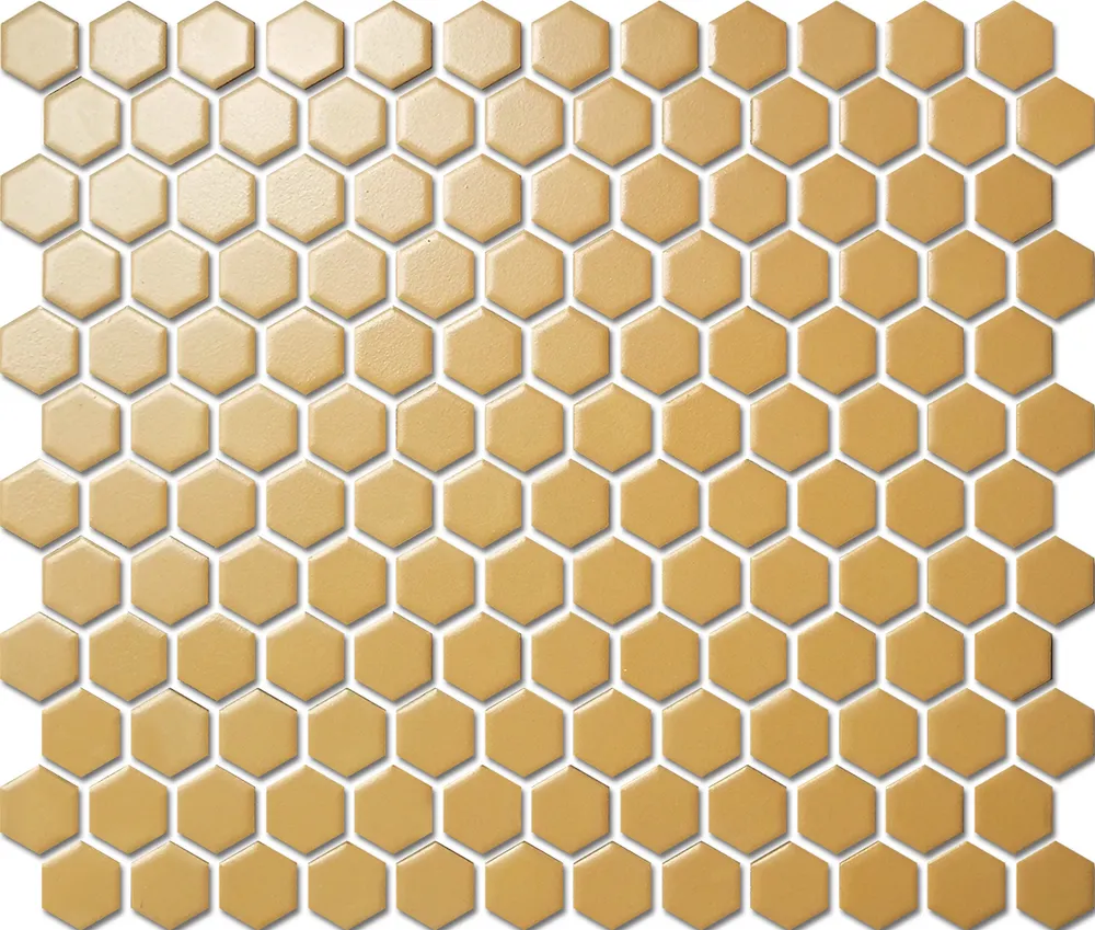 Custom-Made Plain Colours Glazed Hexagons PGHS-03075 Chip Size 23x26x4mm Sheet Size 260x300mm