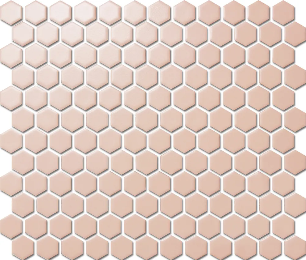 Custom-Made Plain Colours Glazed Hexagons PGHS-04021 Chip Size 23x26x4mm Sheet Size 260x300mm