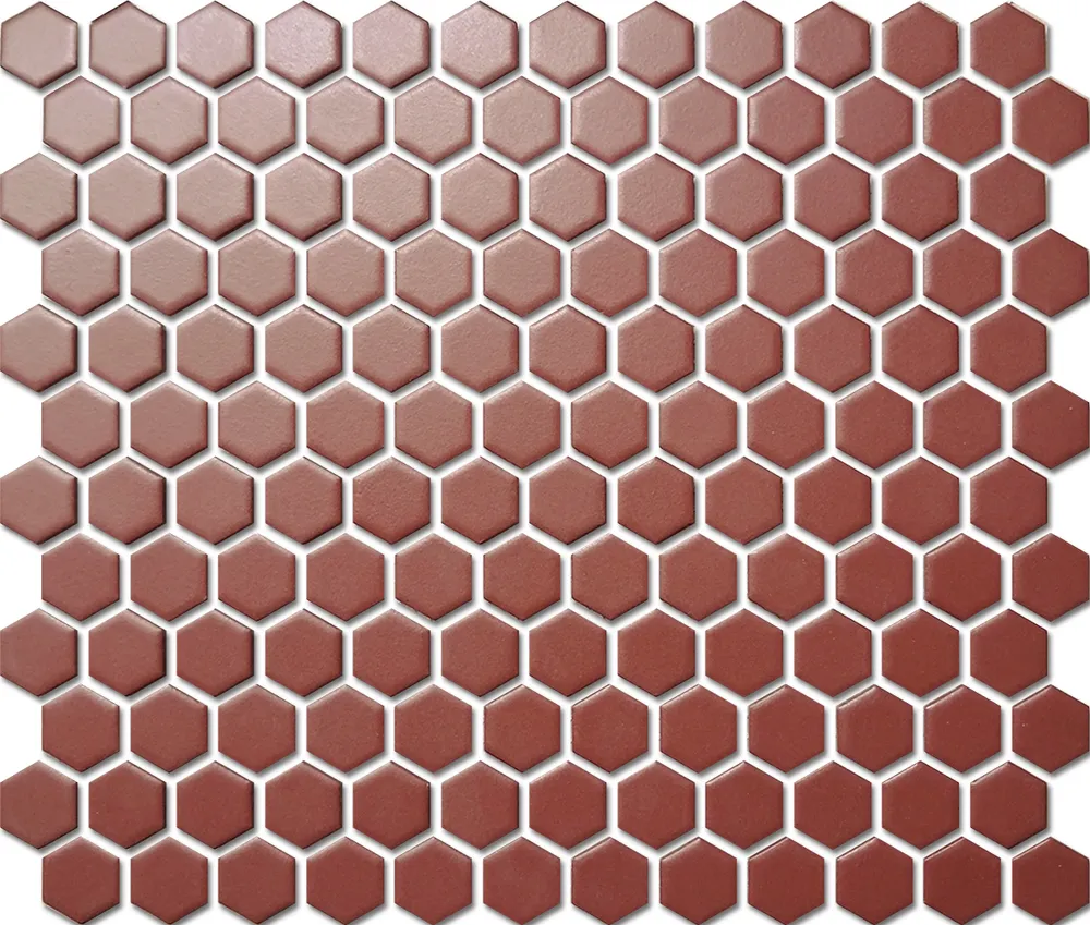 Custom-Made Plain Colours Glazed Hexagons PGHS-04029 Chip Size 23x26x4mm Sheet Size 260x300mm