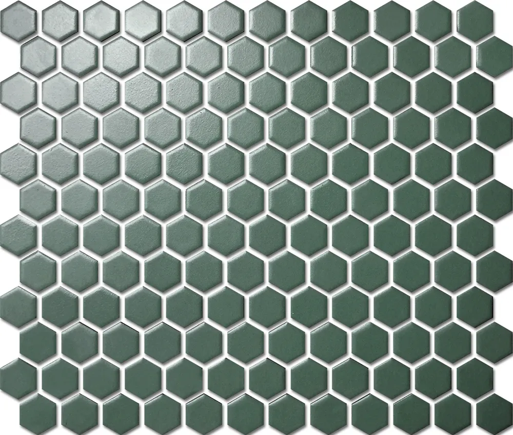 Custom-Made Plain Colours Glazed Hexagons PGHS-06055 Chip Size 23x26x4mm Sheet Size 260x300mm