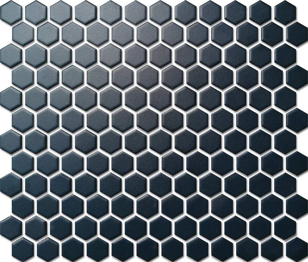 Custom-Made Plain Colours Glazed Hexagons PGHS-08057 Chip Size 23x26x4mm Sheet Size 260x300mm