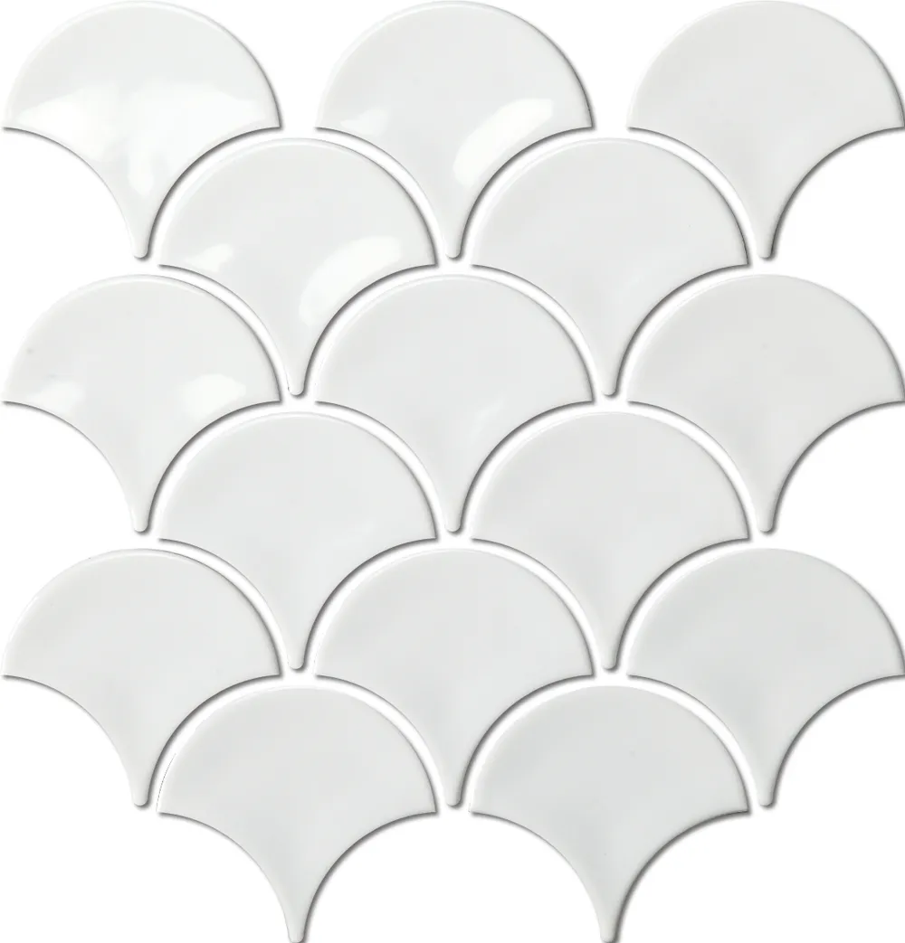 Fishscale White Gloss Chip Size 95x86mm Sheet Size 259x273mm