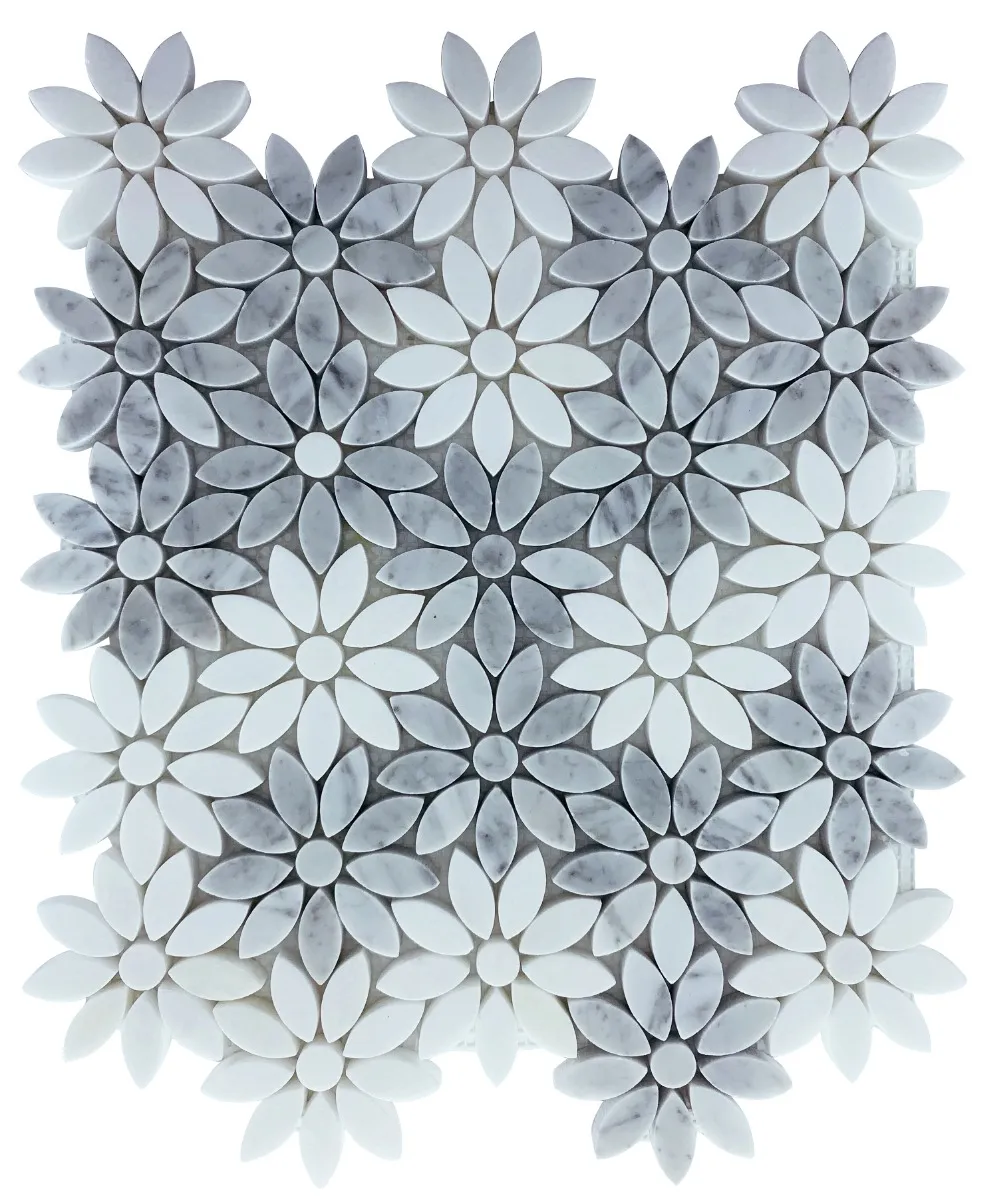 Flower Carrara Thassos Honed Sheet Size 325x290x10mm