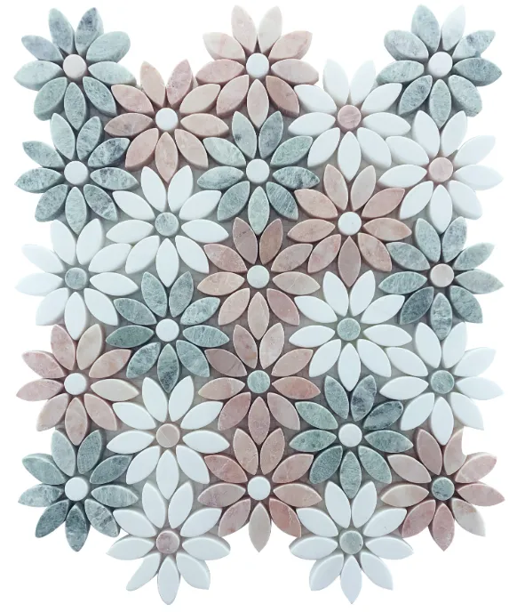 Flower Pink, Green & Thassos Sheet Size 325x290x10mm