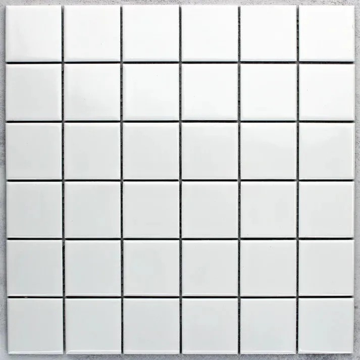 Glazed Squares and Recrtagles Fog Grey Gloss Porcelain Glazed Chip Size 48x48x5mm Sheet Size 300x300mm