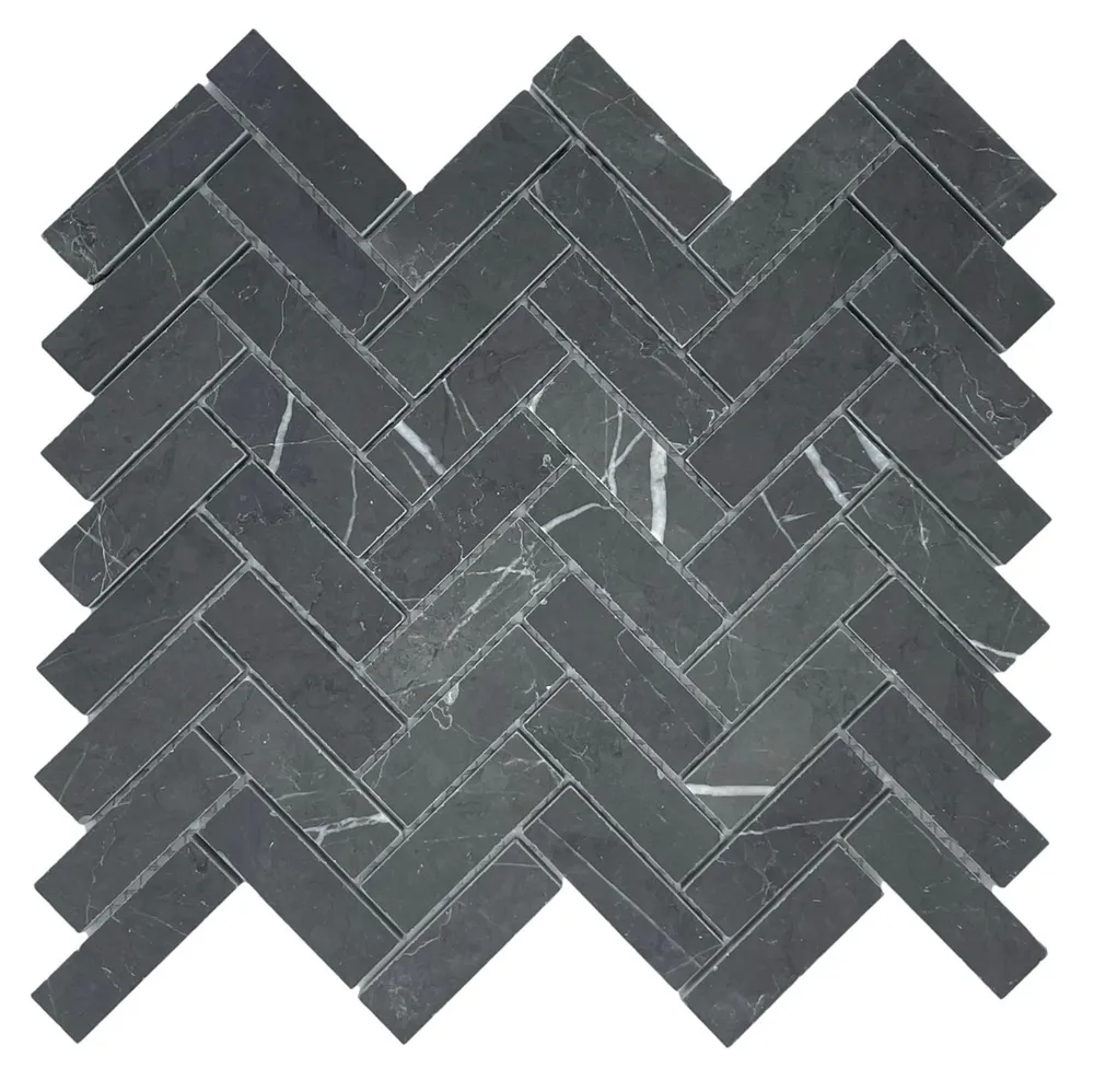 Herringbone Pietra Grey Honed Chip Size 75x25x7mm Sheet Size 325x305mm