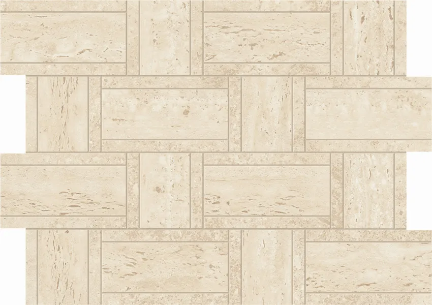 Marvel Travertine Sand Mosaico Basketweave