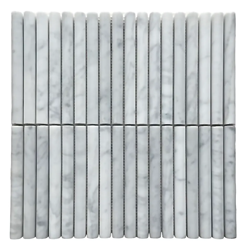 Mini Bamboo Carrara Honed Chip Size 15x151x15mm Sheet Size 305x305mm