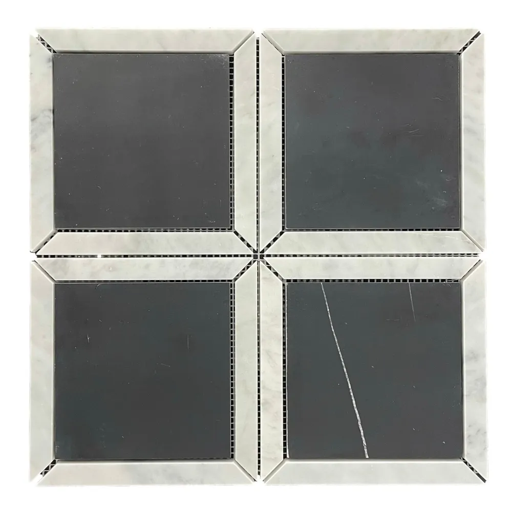Nero Square + Carrara Boarder Sheet Size 305x305x10mm