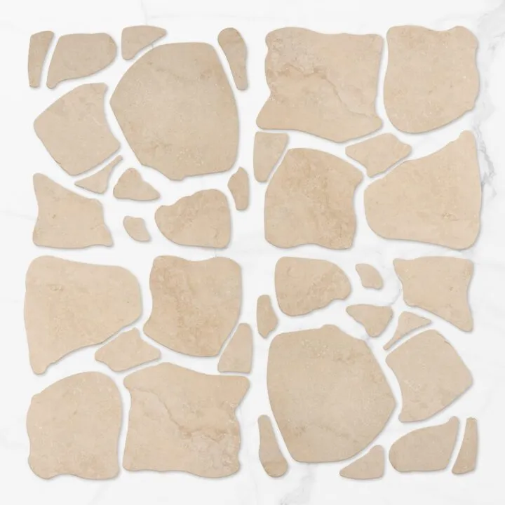 Norcia Beige Cross Cut In Out Crazy Pave Pattern