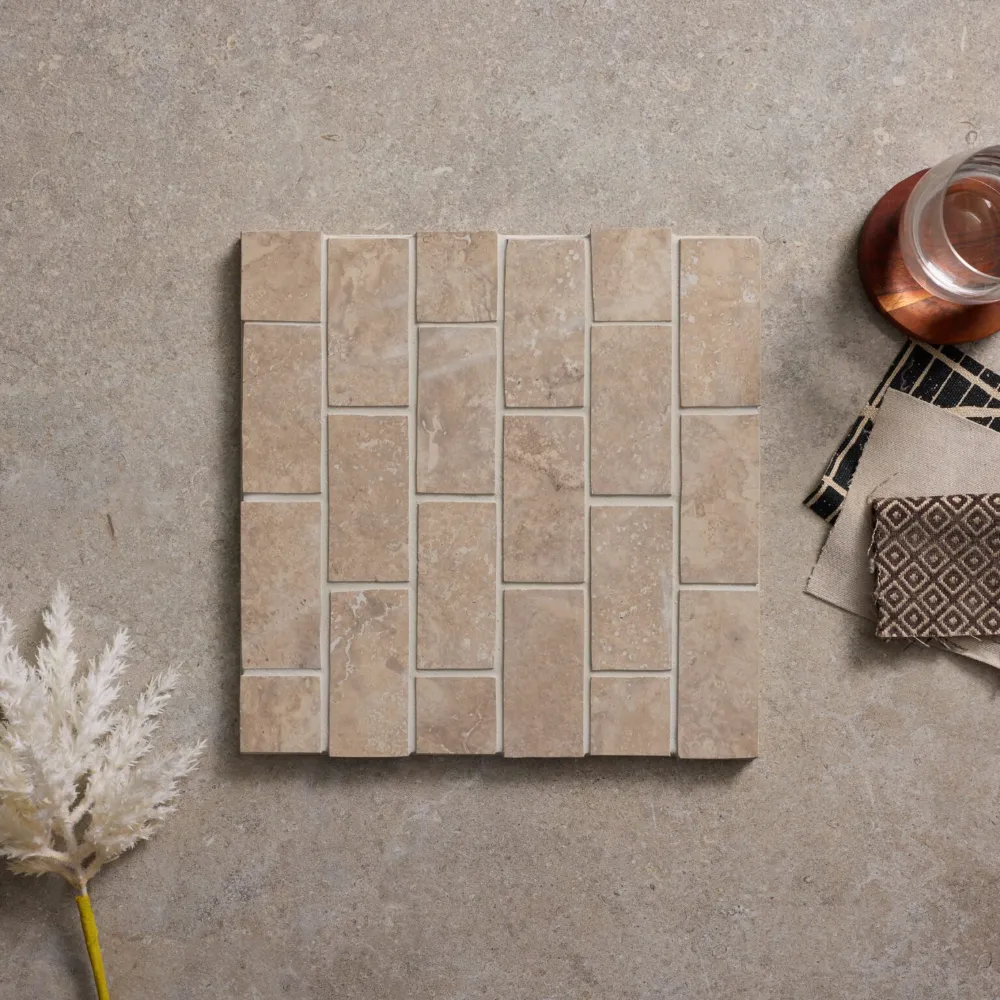 Norcia Grey Cross Cut Tumble Edge Mosaic