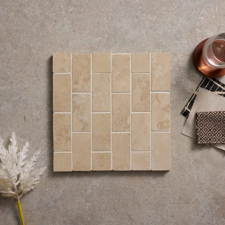 Norcia Beige Xcut Tumbled Mosaic