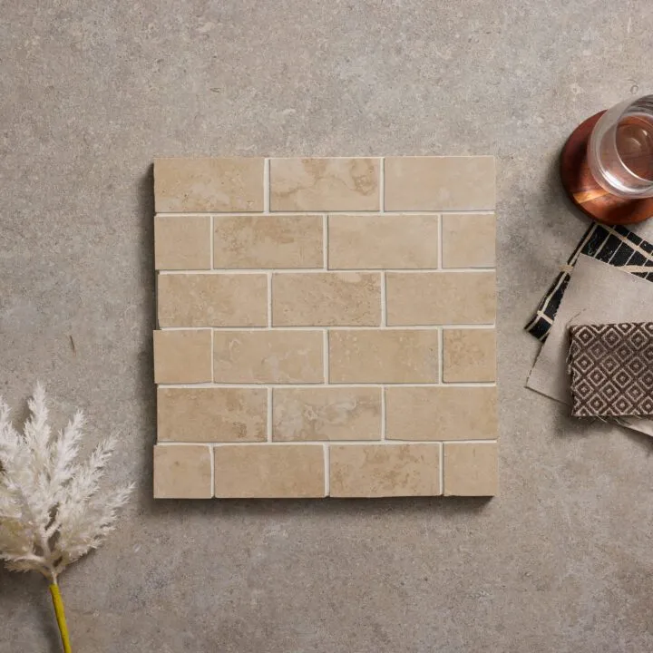 Norcia Beige Xcut Tumbled Mosaic