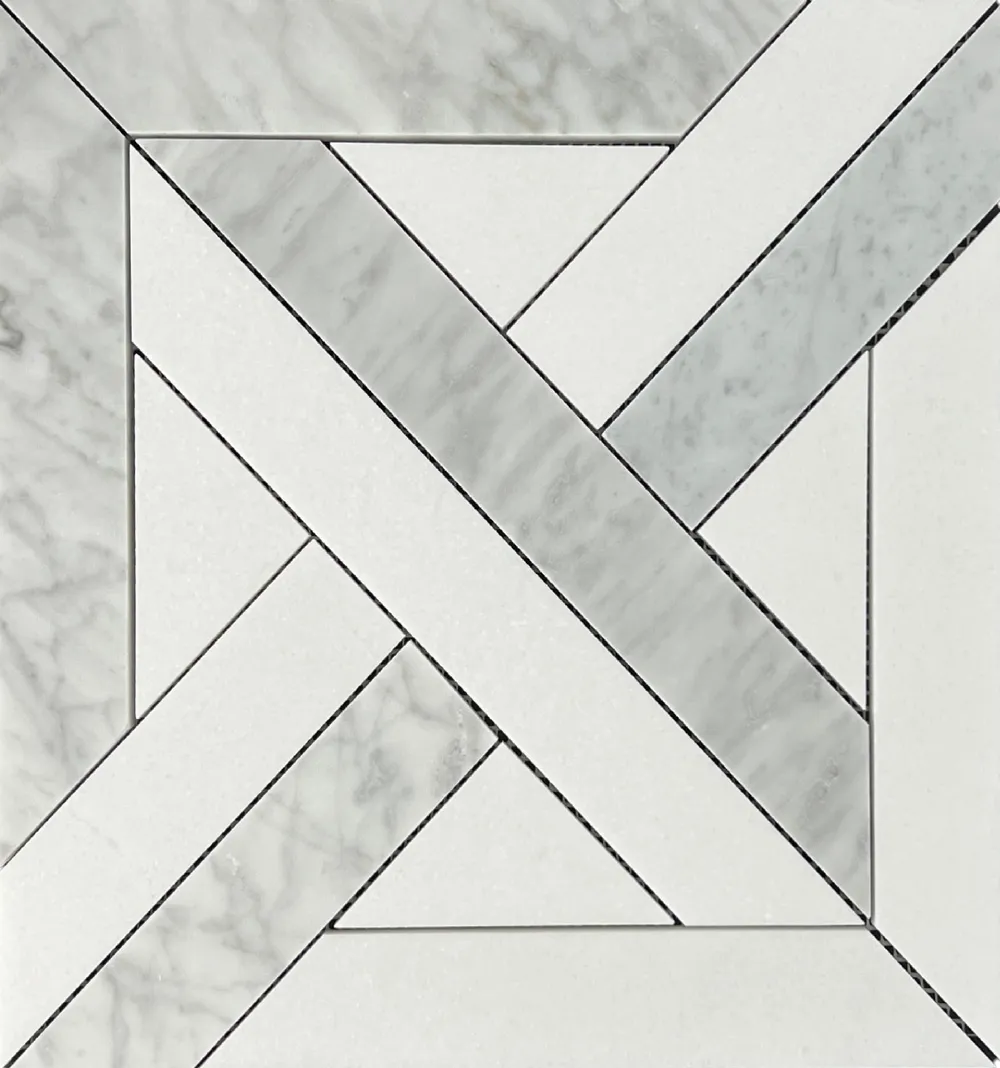 Parquet Carrara Thassos Chip Size 20x120x7 mm 305x305x7mm
